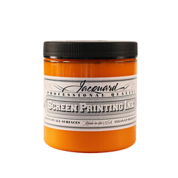 A jar of Jacquard Professional Water Based Screen Printing Ink in Golden Yellow.