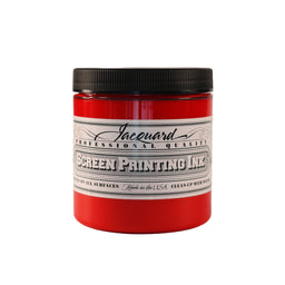 A jar of Jacquard Professional Water Based Screen Printing Ink in Bright Red.