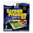 Packaging for Jacquard Screen Printing Kit Opaque Colors, featuring images of the screen printing frame, ink jars, squeegee, and other components of the kit.