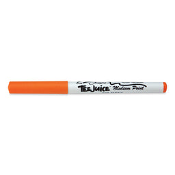Orange fabric marker with 'Tee Juice' branding on a white background