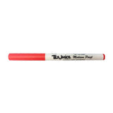Red fabric marker with 'Tee juice' branding on a white background