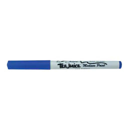 Blue fabric marker with 'Tee Juice' branding on a white background
