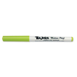 Lime Green Tee Juice fabric art marker with green cap on a white background