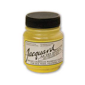 Jar of yellow Jacquard Acid dye for dying yarn