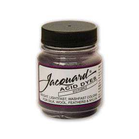 Jar of Purple Jacquard Acid dye for dying yarn