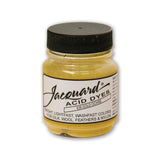 Jar of Jacquard Acid Dyes in Gold Ochre color on a white background