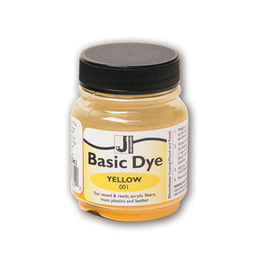 Jar of Jacquard Basic Dye Yellow on a white background