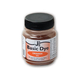Jar of Jacquard Basic Dye in orange color on a white background