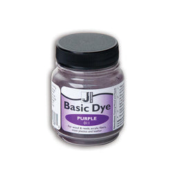 Jar of Jacquard Basic Dye in purple on a white background