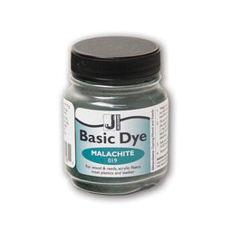 Jar of Jacquard Basic Dye in Malachite color on a white background