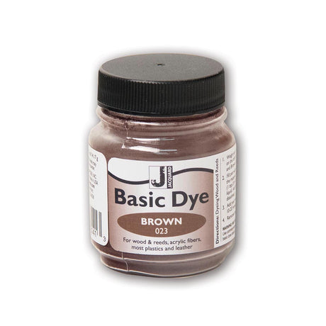 Jar of Jacquard Dye with brown color on a white background