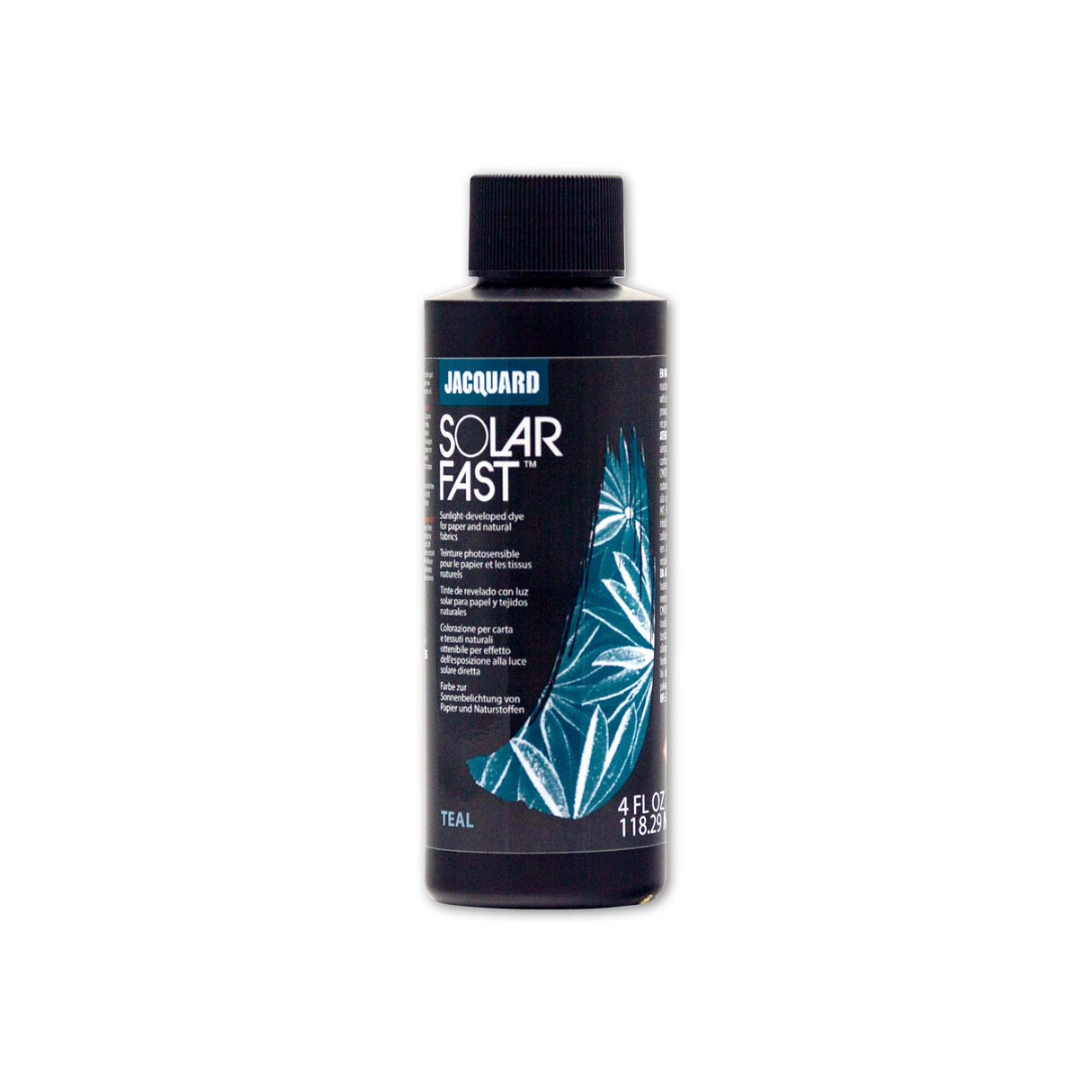 Bottle of Jacquard Solar Fast dye Teal on a white background