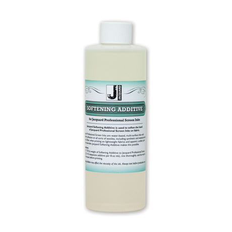 Bottle of softening additive with a white label on a white background