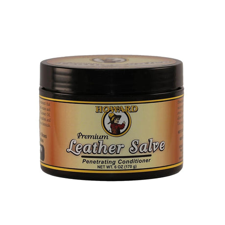 Jar of Howard Premium Leather Salve on a white background