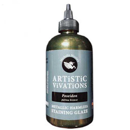 Bottle of Artistic Vivations Staining Glaze with a green label and a black nozzle.