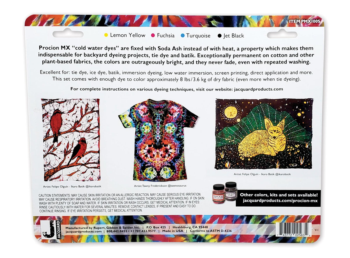 Jacquard Procion MX 4-Color Dye Set (PMX100S) with Soda Ash
