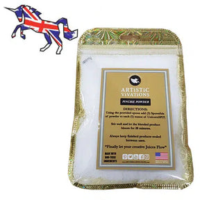 Packaged pichie powder with a label on a white background