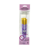 Pack of 3 white taklon  paint brushes on a white background