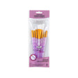 7 value Pack of artist paint brushes fan, round and angular with a purple and white packaging on a white background