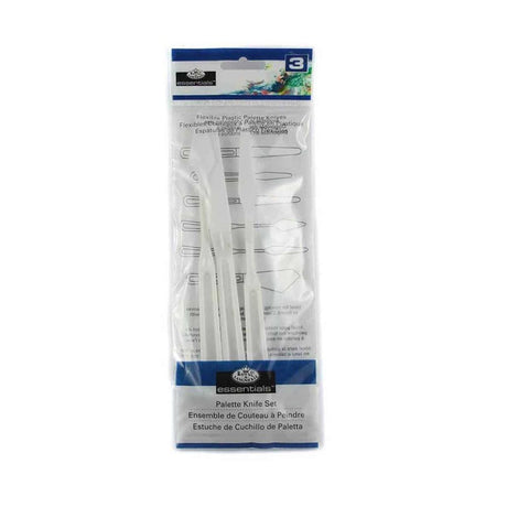 Packaged palette knife set with a blue label on a white background
