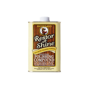 Can of Howard Restor-A-Shine Polishing Compound on a white background
