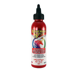 A bottle of Unicorn SPiT High Pigment Art Paint in Red.