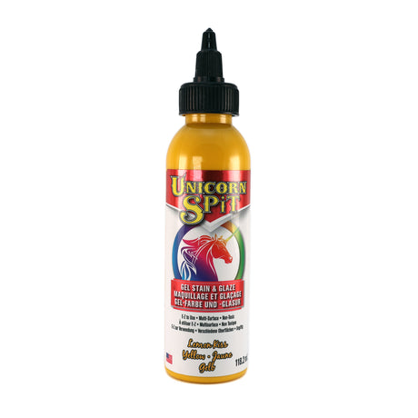 A bottle of Unicorn SPiT High Pigment Art Paint in Yellow.