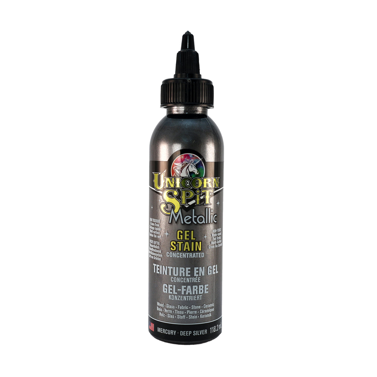 Bottle of Unicorn Spit Metallic Gel Stain in Deep Silver