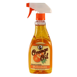 A Spray bottle of Howard Products Orange Oil Wood Cleaner & Polish.