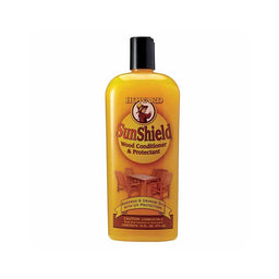 A 473ml bottle of Howard SunShield wood conditioner and protectant on a white background