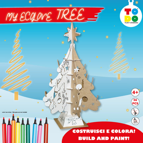 3d cardboard puzzle of a christmas tree