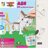 3D cardboard puzzle of a cat on a white background