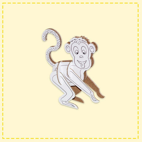 Cartoon monkey cutout on a yellow background