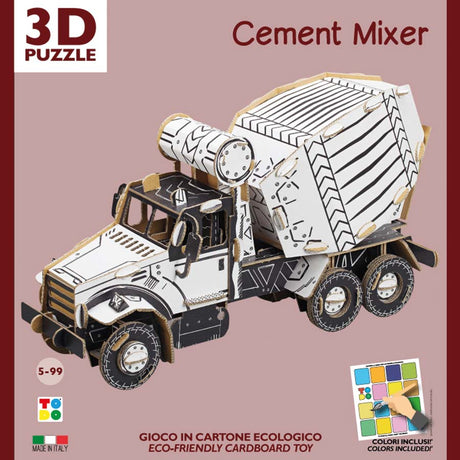 3d cardboard model of a cement mixer