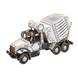3d cardboard model of a cement mixer truck ready for painting