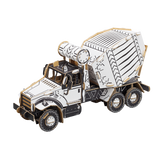 3d cardboard model of a cement mixer truck ready for painting