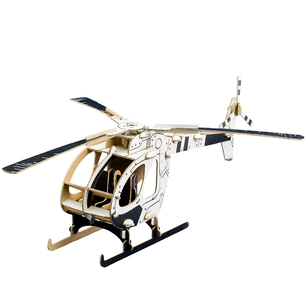 3d cardboard helicopter ready for painting