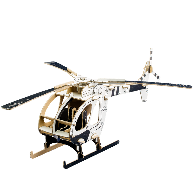3d cardboard helicopter ready for painting