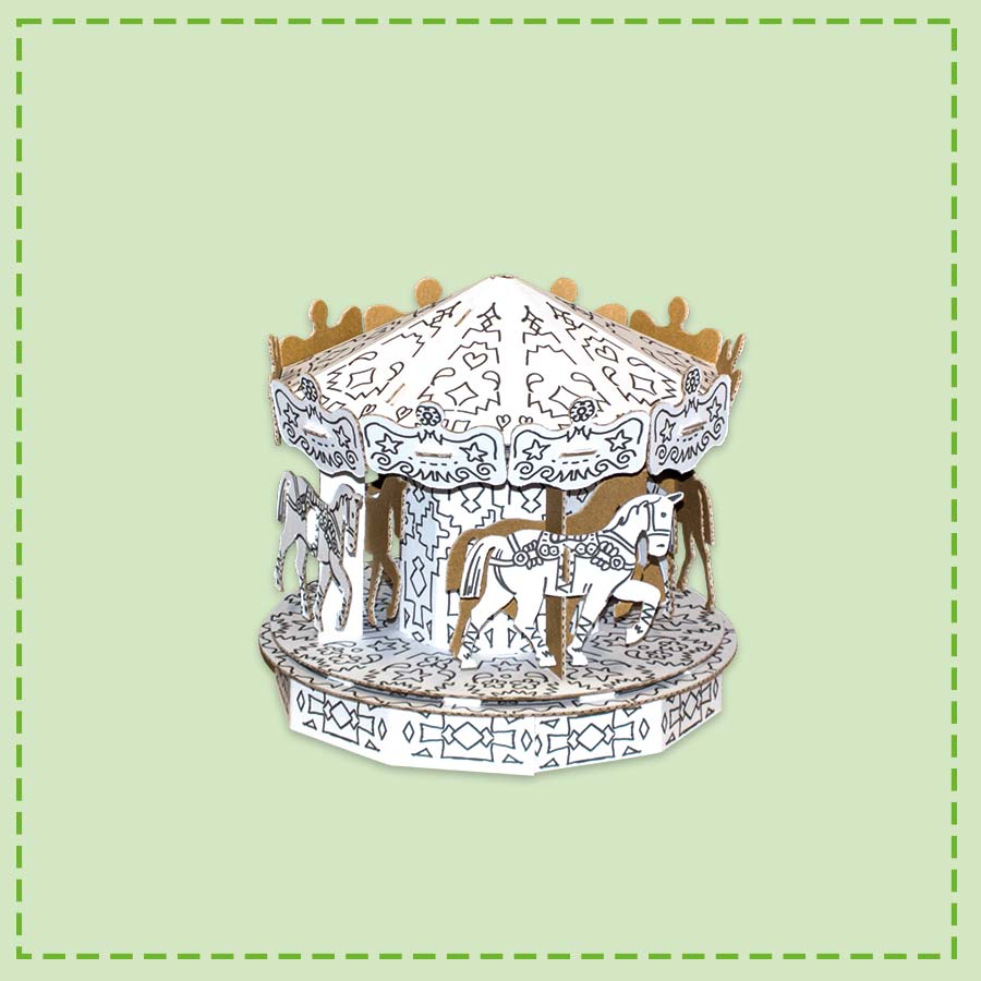3d cardboard carousel to be painted