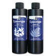 Two bottles of Cyanotype solution labeled 'Part A' and 'Part B' on a white background.