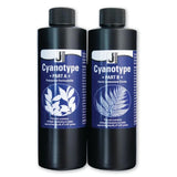 Two bottles of Cyanotype solution labeled 'Part A' and 'Part B' on a white background.