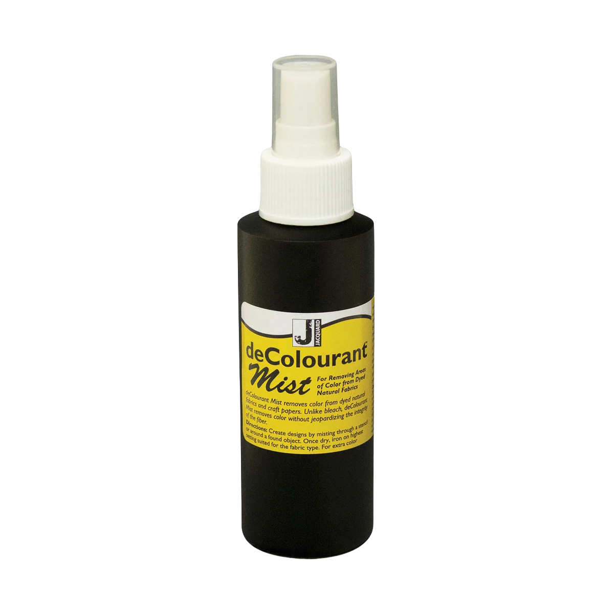 Black spray bottle with containing decolourant mist on a white background