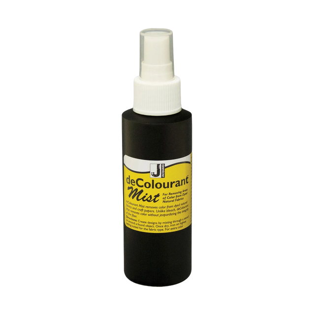 Black spray bottle with containing decolourant mist on a white background