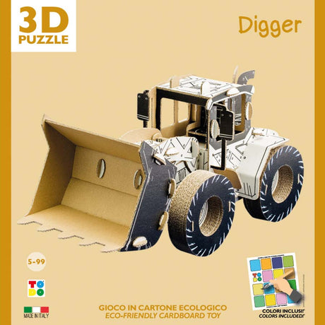 3d cardboard model kit to make a digger
