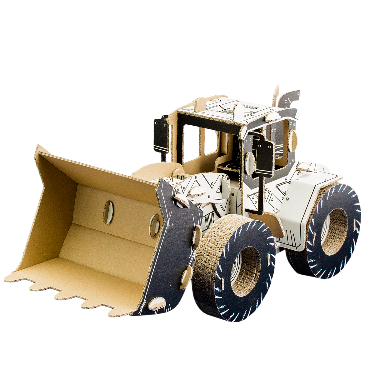 3d cardboard model of a digger
