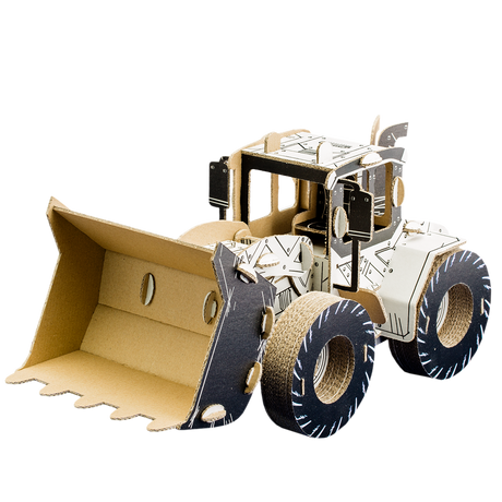 3d cardboard model of a digger