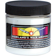 A container of Dorlands Wax Medium with a label showing product information.