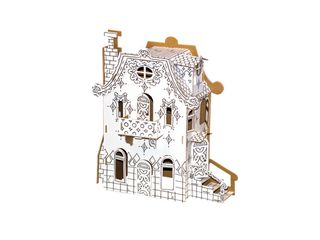 3d cardboard puzzle house assembled ready for painting