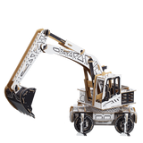 3d cardboard model of an excavator machine that is ready for painting