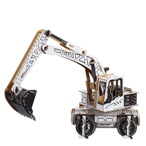 3d cardboard model of an excavator machine that is ready for painting